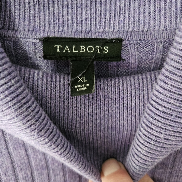 Talbots womens size XL, purple turtleneck, button detail - Picture 8 of 8